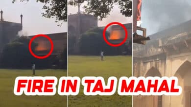 Watch: Fire Sparks Panic at Taj Mahal’s Southern Gate Following Short Circuit