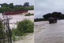Tragic Incident in Telangana: DCM Truck Washed Away in Floods, Driver Missing