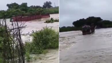 Tragic Incident in Telangana: DCM Truck Washed Away in Floods, Driver Missing
