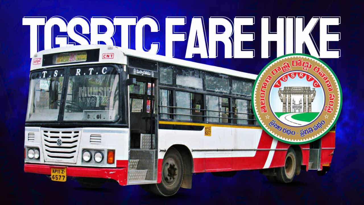 TGSRTC buses in Hyderabad; new fares will fund electric bus infrastructure costing ₹392 crore.