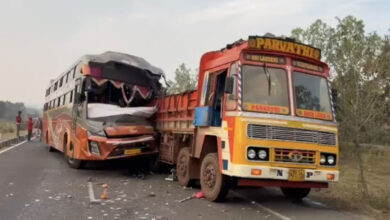 Two killed, three injured as private bus rams into parked lorry in Adilabad