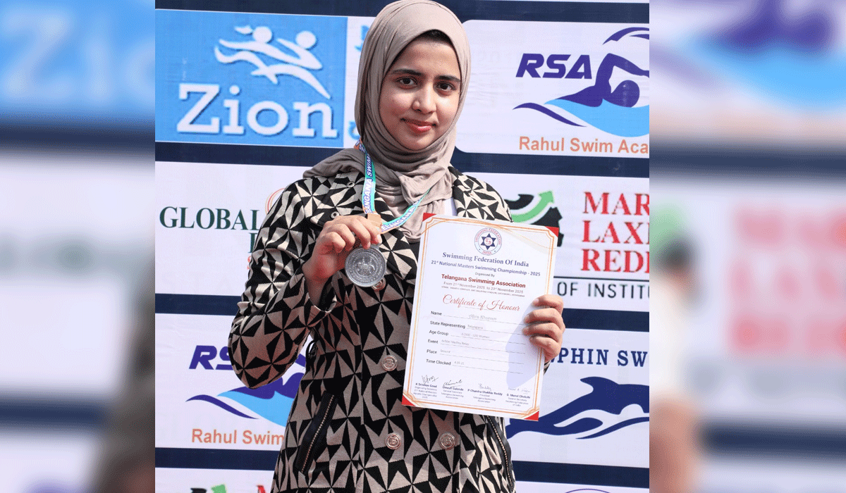 21st Masters National Swimming Championship: Telangana’s Afira Khanam Wins Silver in Medley Relay