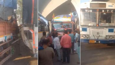 RTC Bus Hit by DCM Truck at Aramghar Crossroads, Passengers Sustain Minor Injuries