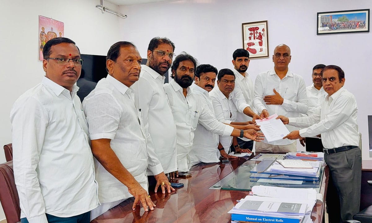 Harish Rao, BRS Leaders Lodge Complaint Against Congress Over Code Violations in Jubilee Hills By-Election