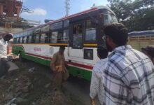 RTC Bus Loses Control Near Medipally; Major Mishap Averted at Elevated Flyover Corridor