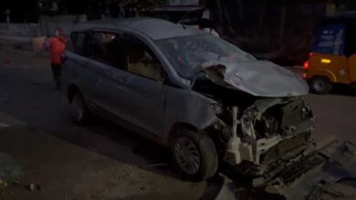 Speeding Car Crashes into Shops Near Select Theatre in Alwal; Driver Seriously Injured