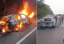ORR Tragedy, Car Catches Fire Near Shamirpet, Driver Burnt Alive on Outer Ring Road