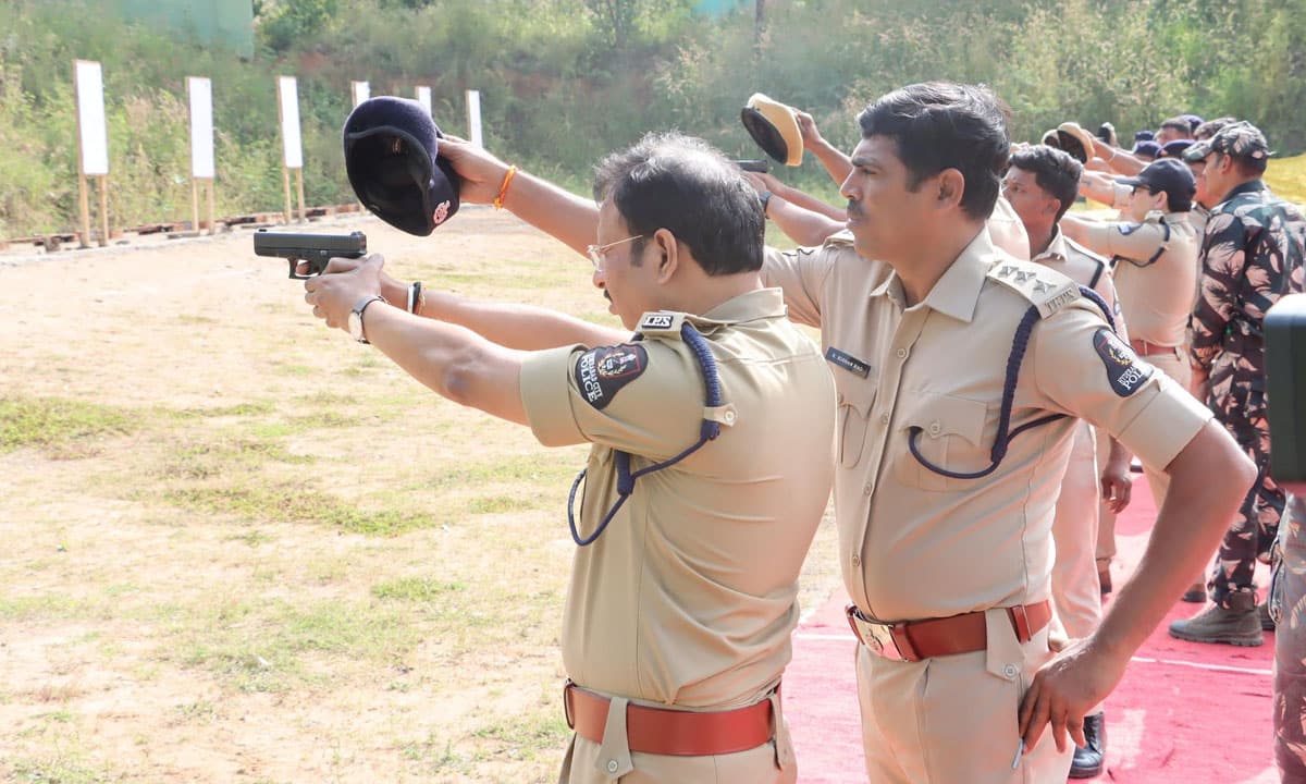 Hyderabad CP V.C. Sajjanar Hits the Bull’s-Eye During Shooting Practice at Police Academy