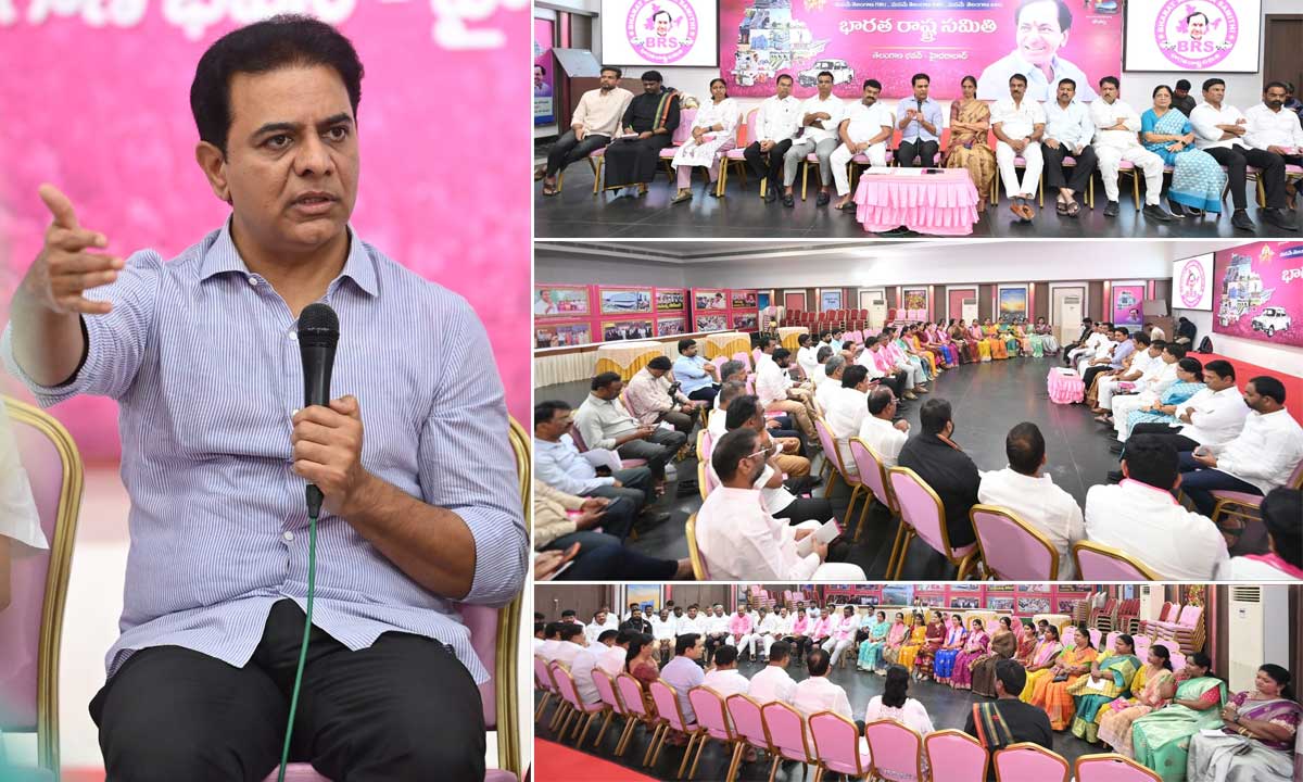 KTR Holds Key Meetings with BRS GHMC Corporators at Telangana Bhavan, Strategy Set for Council Session