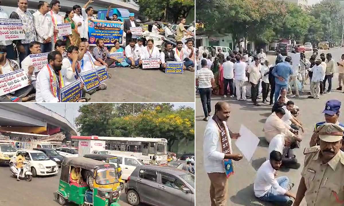 Traffic Chaos at Tank Bund as BC Associations Stage Protest Demanding Cancellation of GO 46