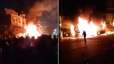 Massive Fire at Gomathi Electronics in Shalibanda; Explosions Reported as Appliances Burn