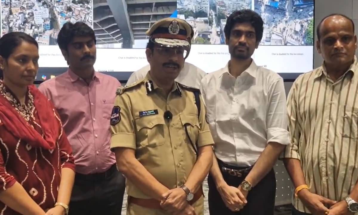 C.P. Sajjanar Monitors Jubilee Hills Polling via ICCC; 900 CCTVs and 150 Drones Deployed