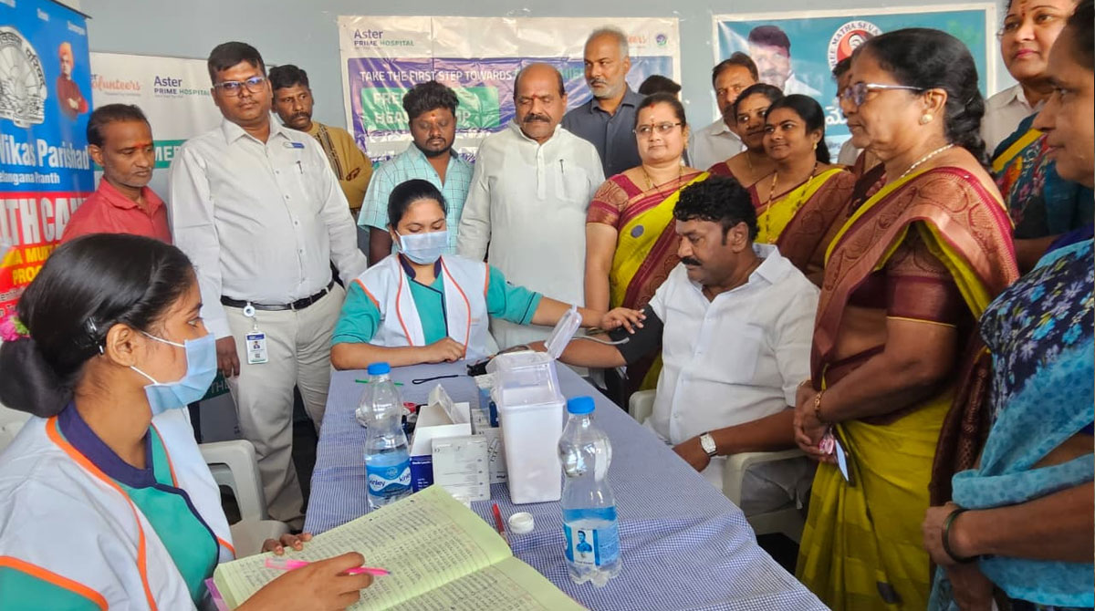 Aster Prime Hospital Conducts Cardiac and General Health Screening Camp at Sanath Nagar