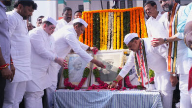 Minister Mohammed Azharuddin Attends 141st Foundation Day Celebrations of Indian National Congress at Gandhi Bhavan