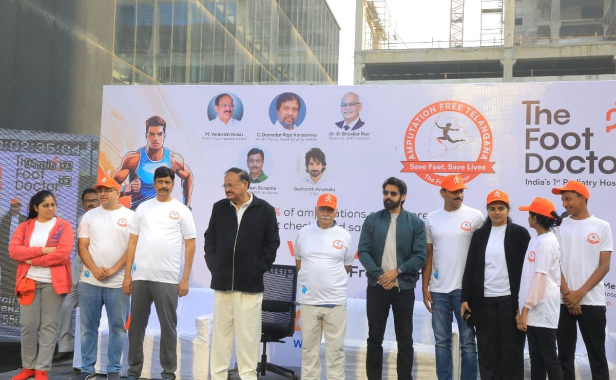 FootDoctor Hospital Hosts Diabetic Foot Care Walkathon; Venkaiah Naidu Leads Awareness Drive
