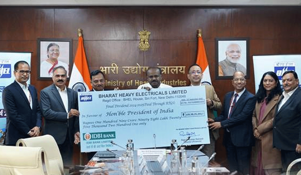 BHEL pays dividend cheque of over Rs 109 crore to govt