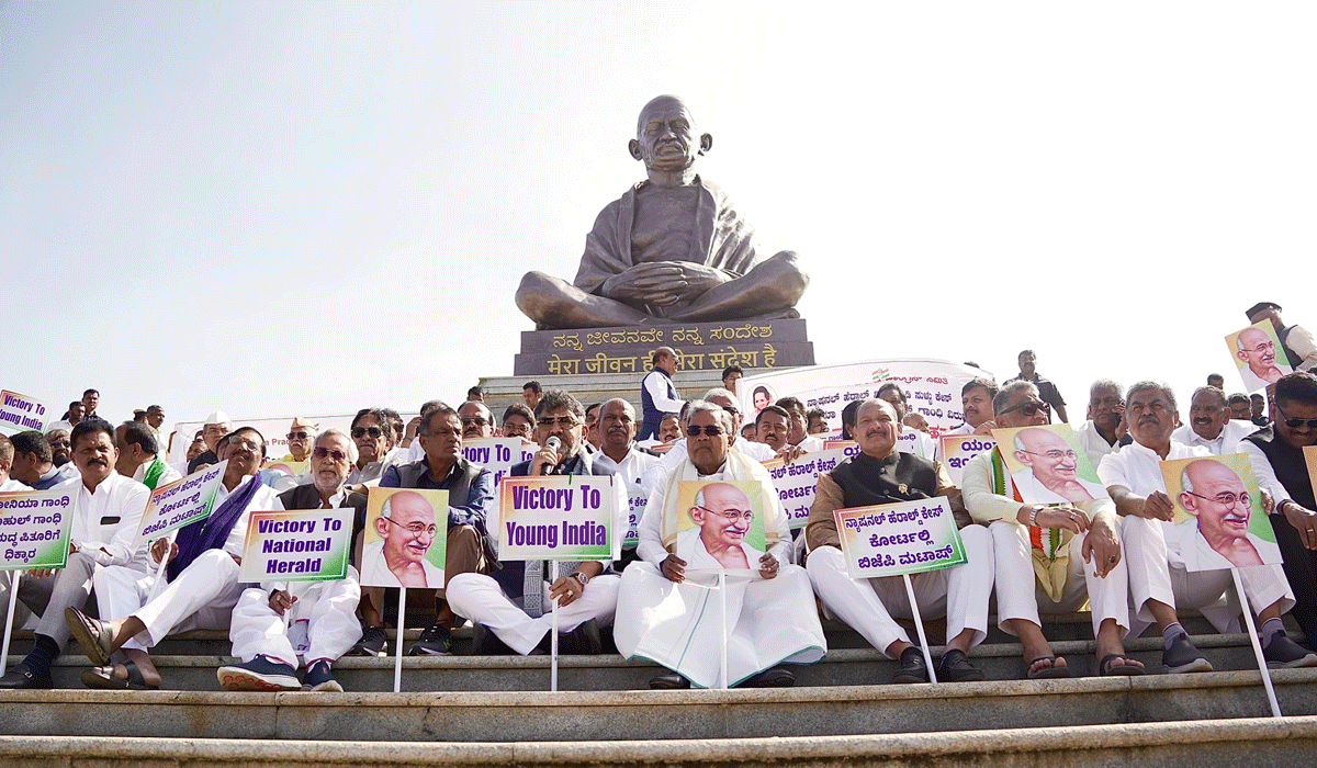 Congress stages protest in Karnataka over Herald case, hails court verdict