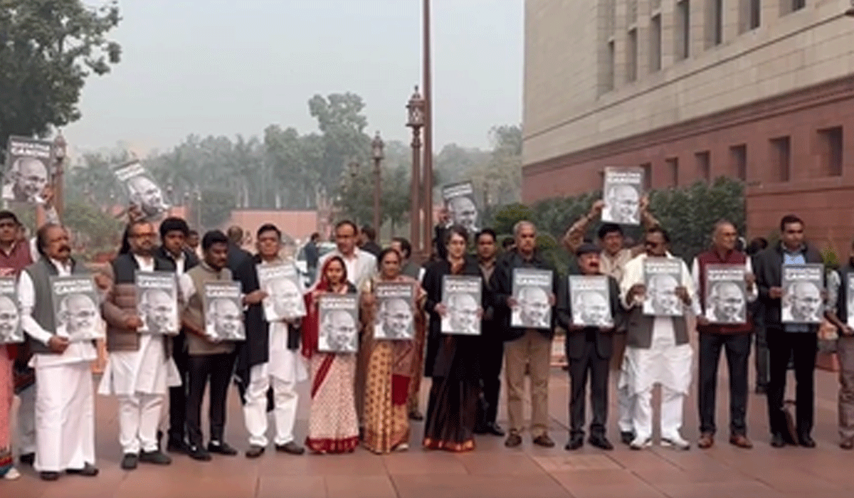 Congress MPs stage protest in Parliament complexes against renaming of MGNREGA