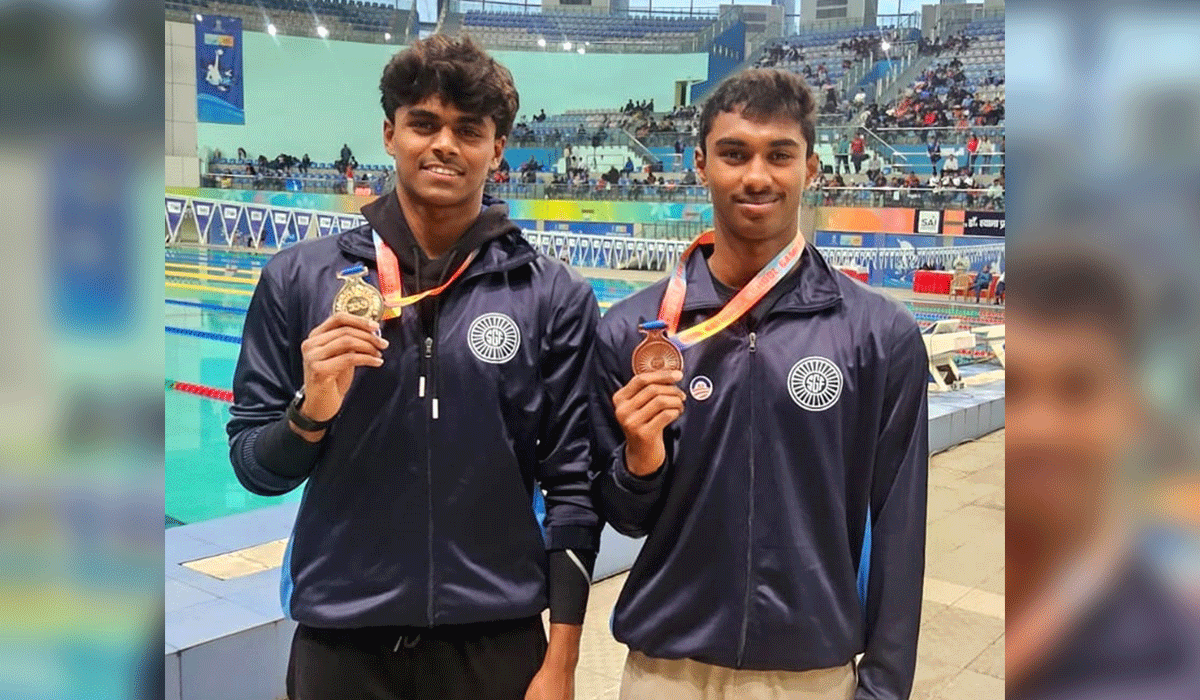 Telangana’s Suhas Wins Gold, Varshith Bags Bronze at SGFI National Swimming Championship