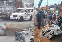 Fatal Road Accident: Overloaded Truck Overturns onto Bolero, Driver Dies on the Spot