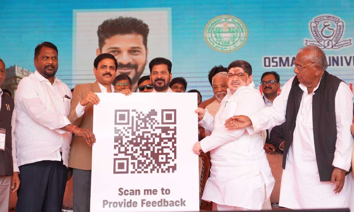 CM Announces ₹1,000-Crore Development Plan During Osmania University Visit, Launches QR Code for Student Feedback