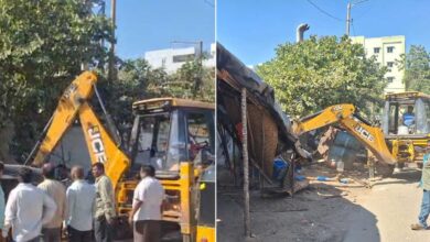 Kukatpally Encroachment Removal Drive: Illegal Roadside Sheds Cleared Near New RTO Office