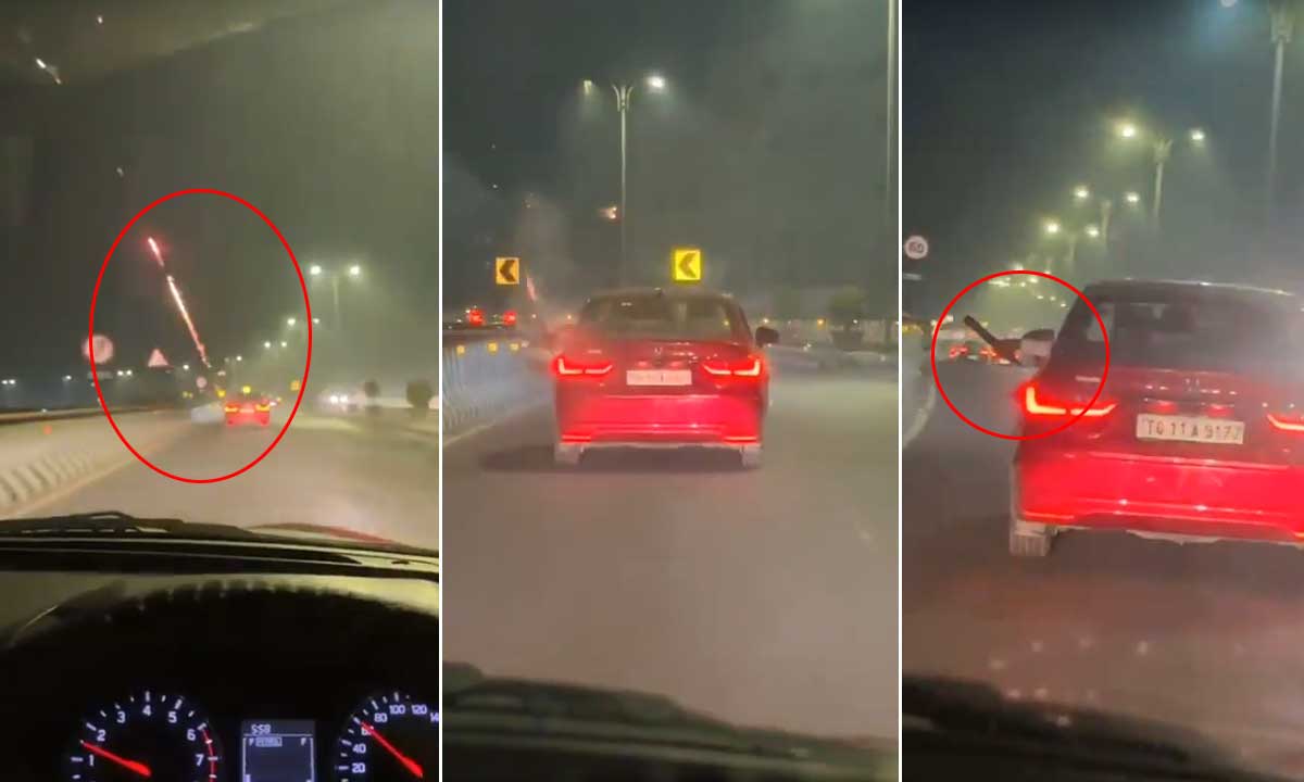 Fireworks Fired from Moving Car on PVNR Expressway in Hyderabad, Police Launch Probe
