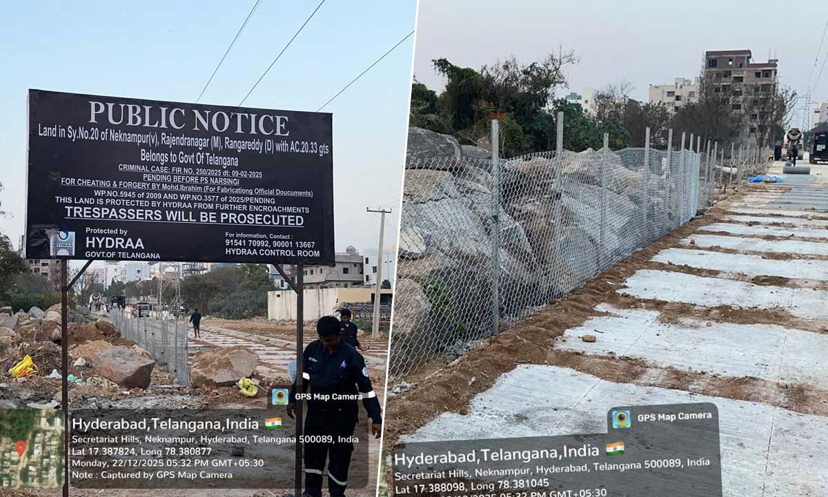 HYDRAA Stops Big Encroachments, Protects 23 Acres of ₹2,500 Crore Government Land in Neknampur