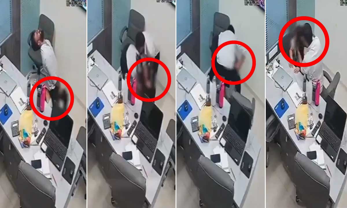 CCTV Captures Man Brutally Assaulting Female Business Partner Inside Office, Video Goes Viral