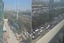 Massive Traffic Jam Hits Nanakramguda–Gachibowli Stretch, Commuters Face Severe Delays
