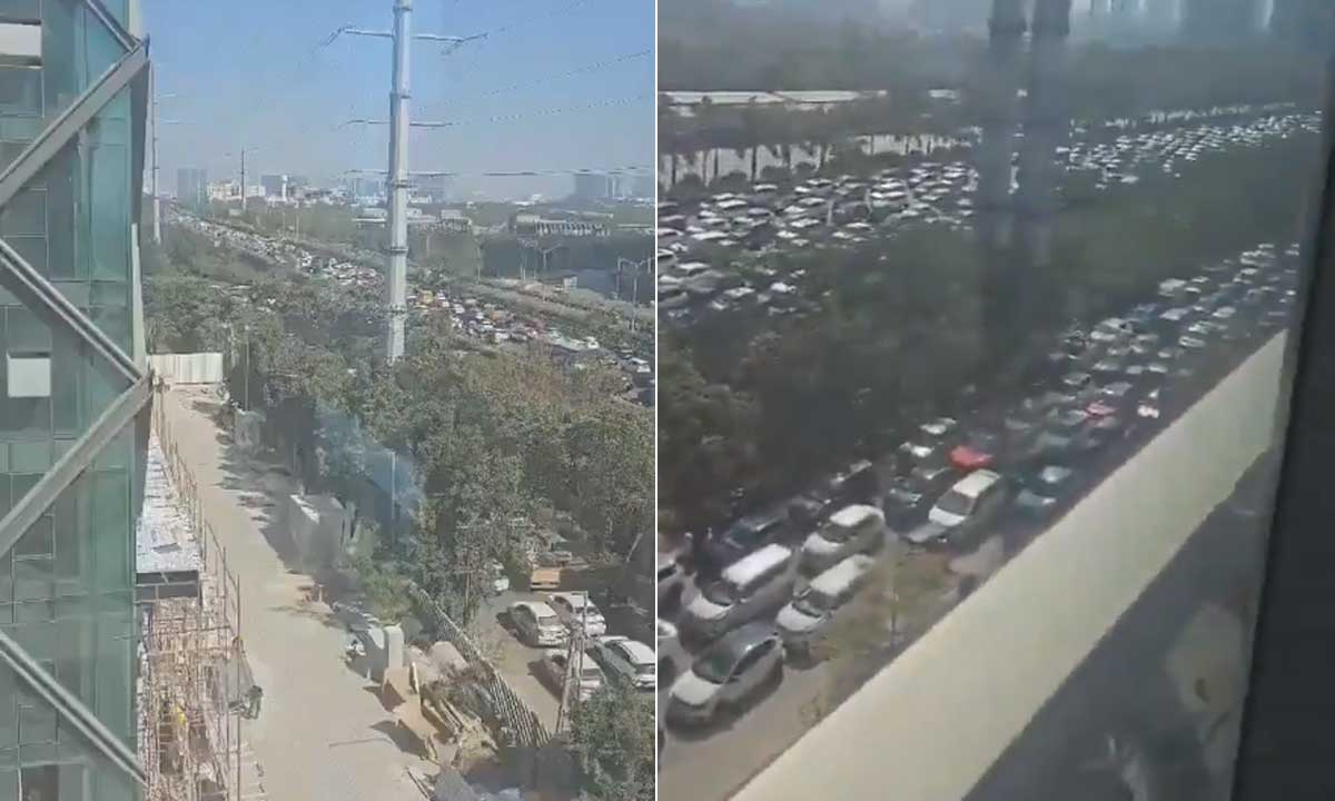 Massive Traffic Jam Hits Nanakramguda–Gachibowli Stretch, Commuters Face Severe Delays