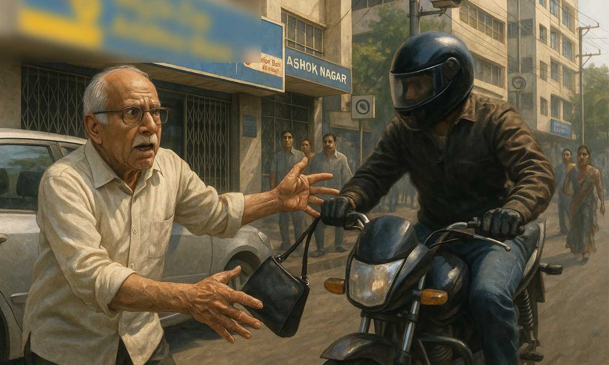 Ashok Nagar Snatching Incident: Elderly Man Loses Bag Containing ₹2.5 Lakh in Daylight Robbery