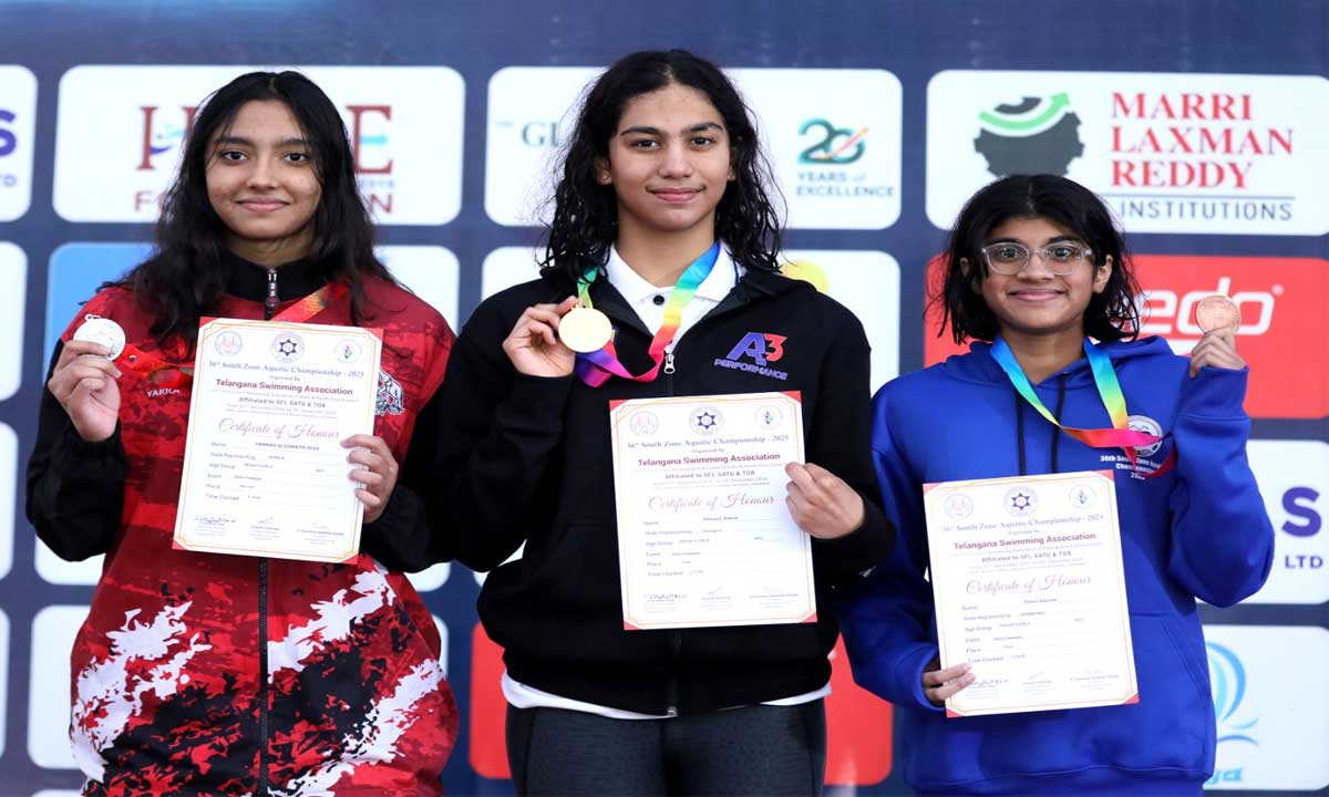 Telangana Swimmers Shine at 36th South Zone Aquatic Championship 2025 in Gachibowli