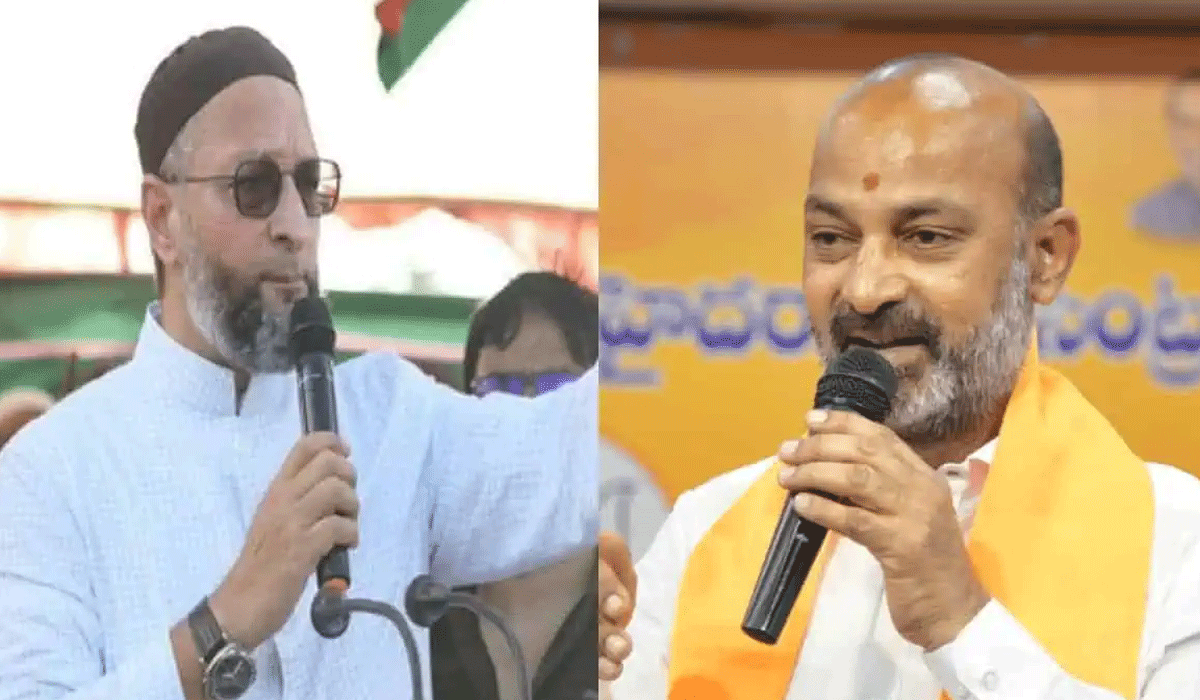 MoS Bandi Sanjay dares Owaisi to make burqa-clad woman AIMIM president