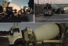 Speeding Ready-Mix Lorry Crashes from Hyderabad ORR at Kokapet, Driver Seriously Injured