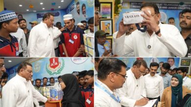 Minorities Minister Mohammed Azharuddin Visits Minority Welfare Stalls at Nampally Exhibition, Encourages Students