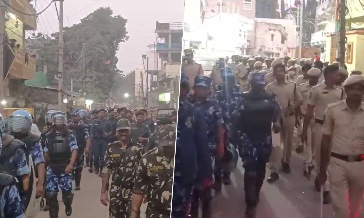 Hyderabad Police Conduct Flag March with RAF in Purana Pul to Maintain Law and Order