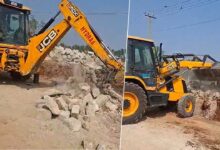 HYDRAA Cracks Down on Road Encroachment in Medchal’s Ghatkesar, Illegal Compound Wall Demolished
