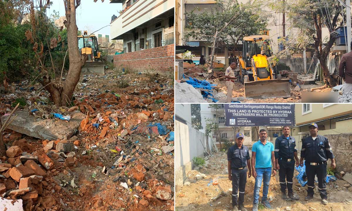 HYDRAA Removes Encroachments in Gachibowli and Shamirpet, Saves Park and Restores Road Access