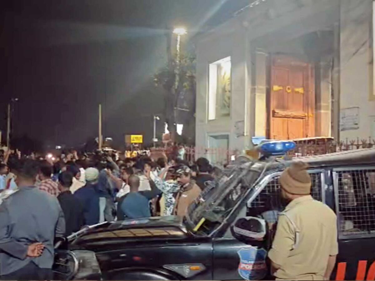 Heavy police presence seen after the late-night Purana Pul Hussaini Alam clash in Hyderabad Old City.