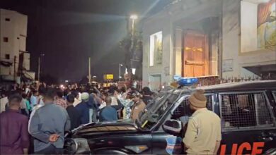 Heavy police presence seen after the late-night Purana Pul Hussaini Alam clash in Hyderabad Old City.