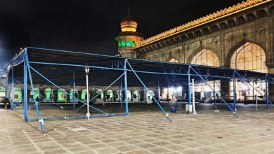 Ramazan Preparations at Mecca Masjid: Special Shade Covers Installed for Devotees in Hyderabad