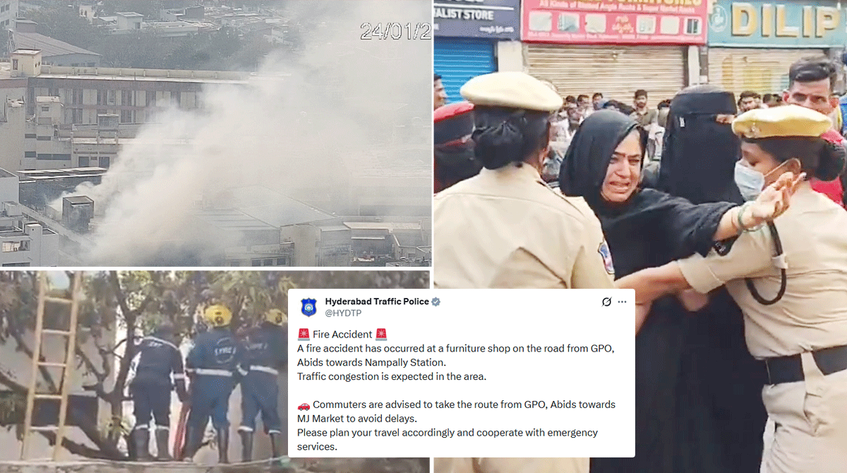 Major Fire in Nampally Furniture Shop Triggers Traffic Chaos; Police Issue Advisory