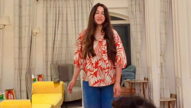 Gauahar Khan shares the mom edition of the popular 'Teri Dulhan Sajaungi' trend