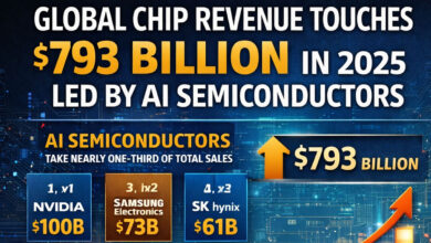 Global chip revenue touches $793 billion in 2025 led by AI semiconductors