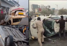 Hyderabad Accident: Car Overturns on Begumpet Flyover, Three Injured, Traffic Disrupted