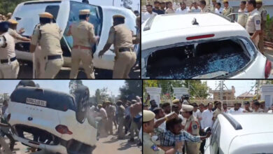 BJP, Congress workers clash in Kamareddy, MLA's car vandalized
