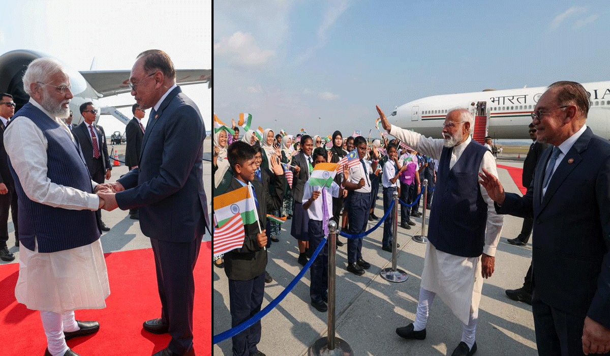 PM Modi arrives in Kuala Lumpur, welcomed by Malaysian counterpart Anwar Ibrahim at airport