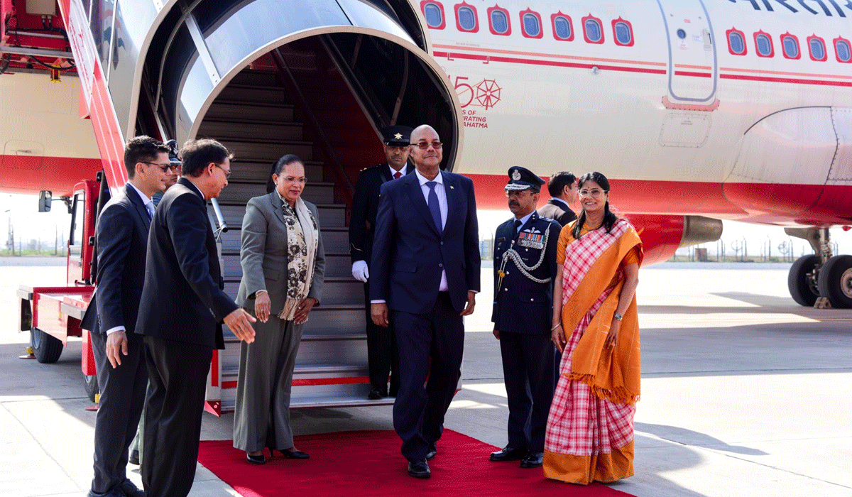Seychelles President Patrick Herminie arrives in New Delhi