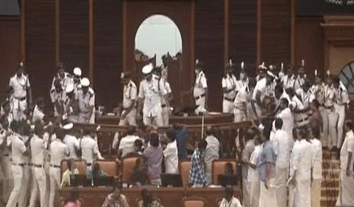 Ruckus in Kerala Assembly; shouting matches, physical jostling over Sabarimala case